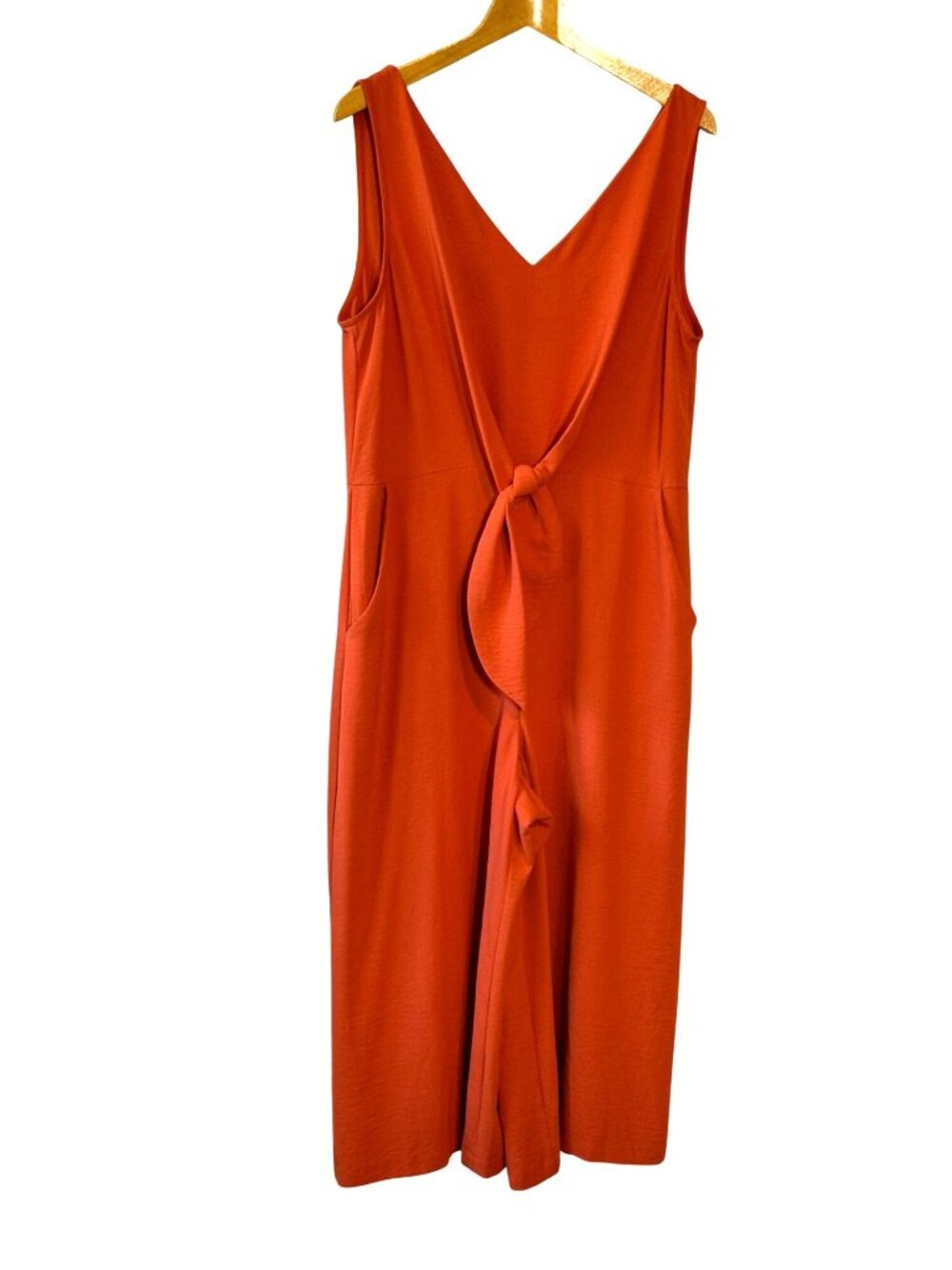 Gabby Skye Wide-Leg Romper Sleeveless Orange Tie Detail - 16